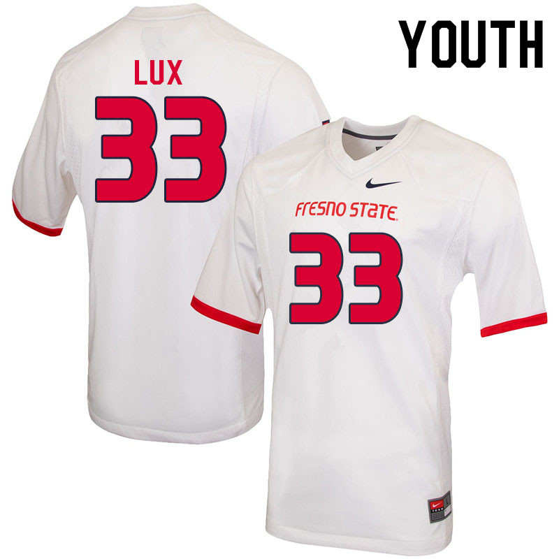 Youth #33 Bralyn Lux Fresno State Bulldogs College Football Jerseys Sale-White
